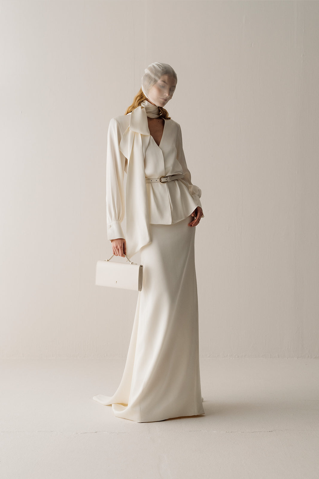 Her White Silk Viscose Pencil Skirt With Flared Back