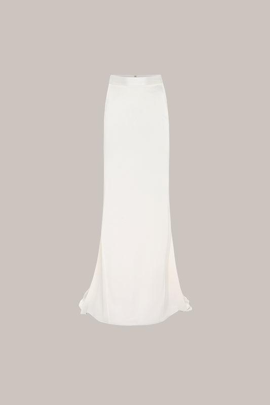 Her White Silk Viscose Pencil Skirt With Flared Back