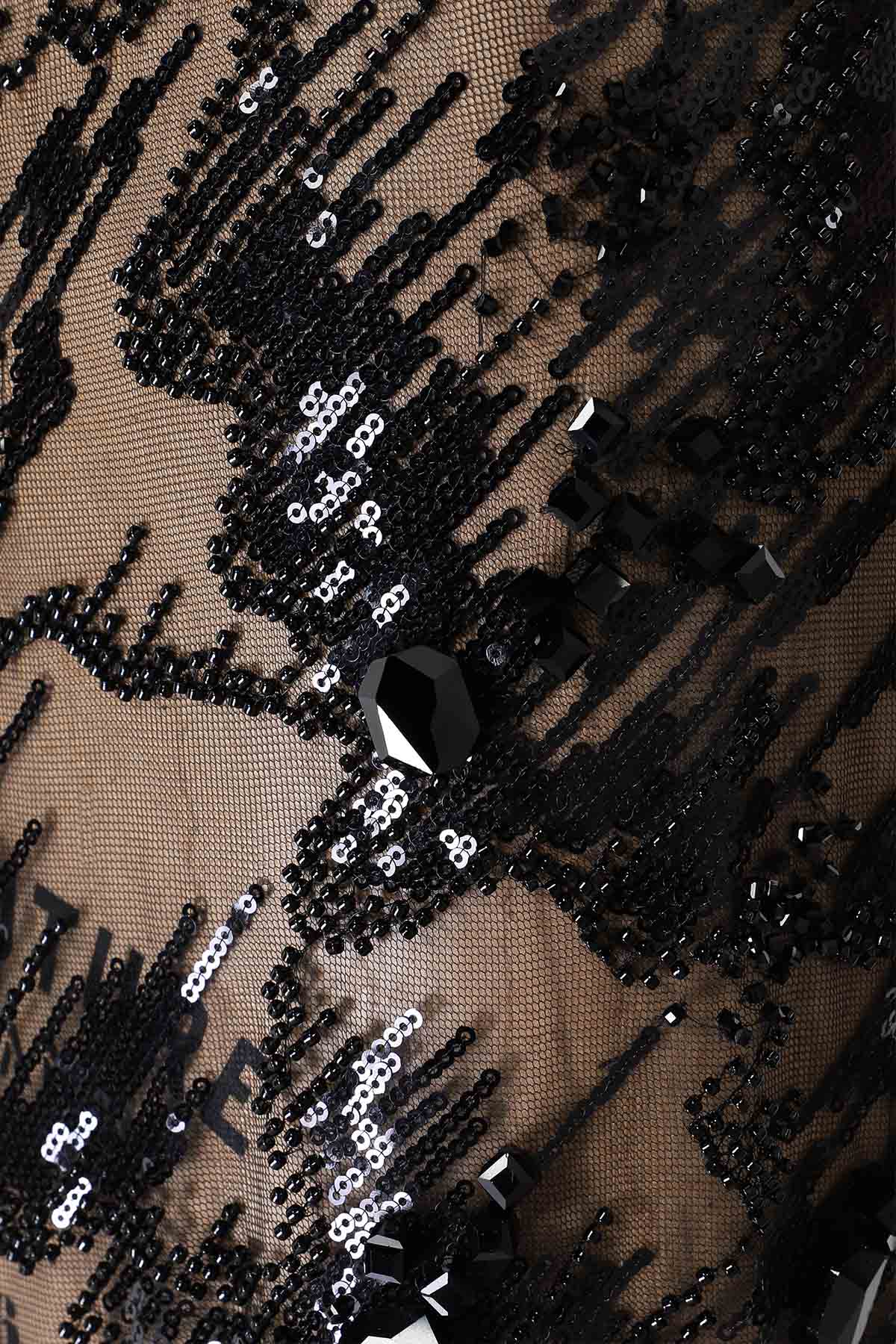 Her Lace Embellished Black Skirt