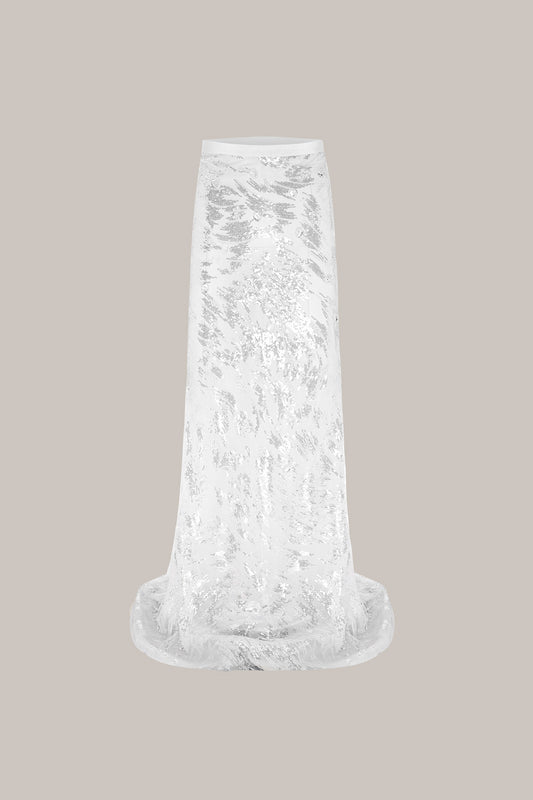 Her Lace Embellished  White Skirt