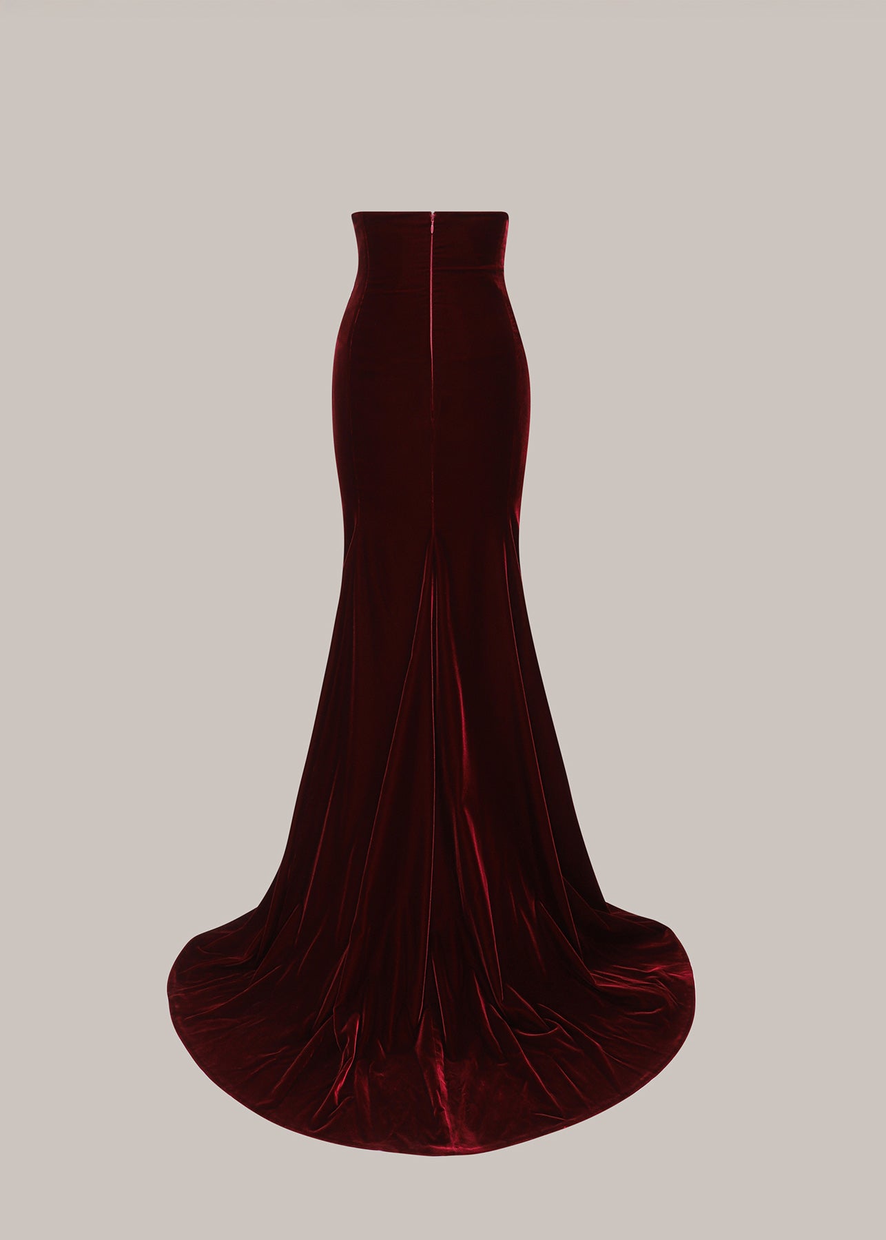 Her Burgundi Velvet Corseted Maxi Skirt