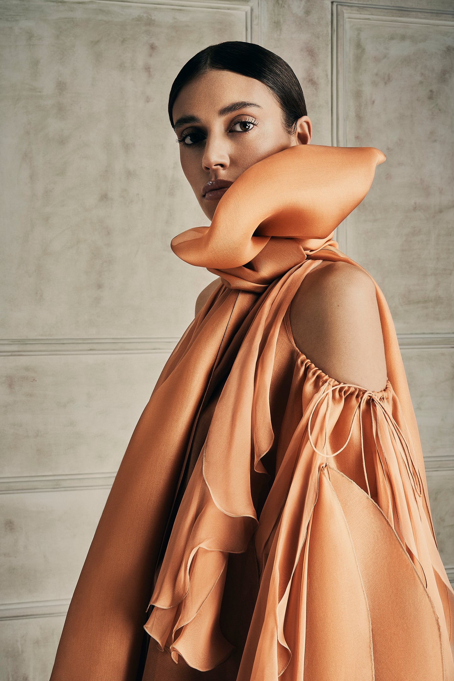 Her Off Shoulders Orange Petal Blouse