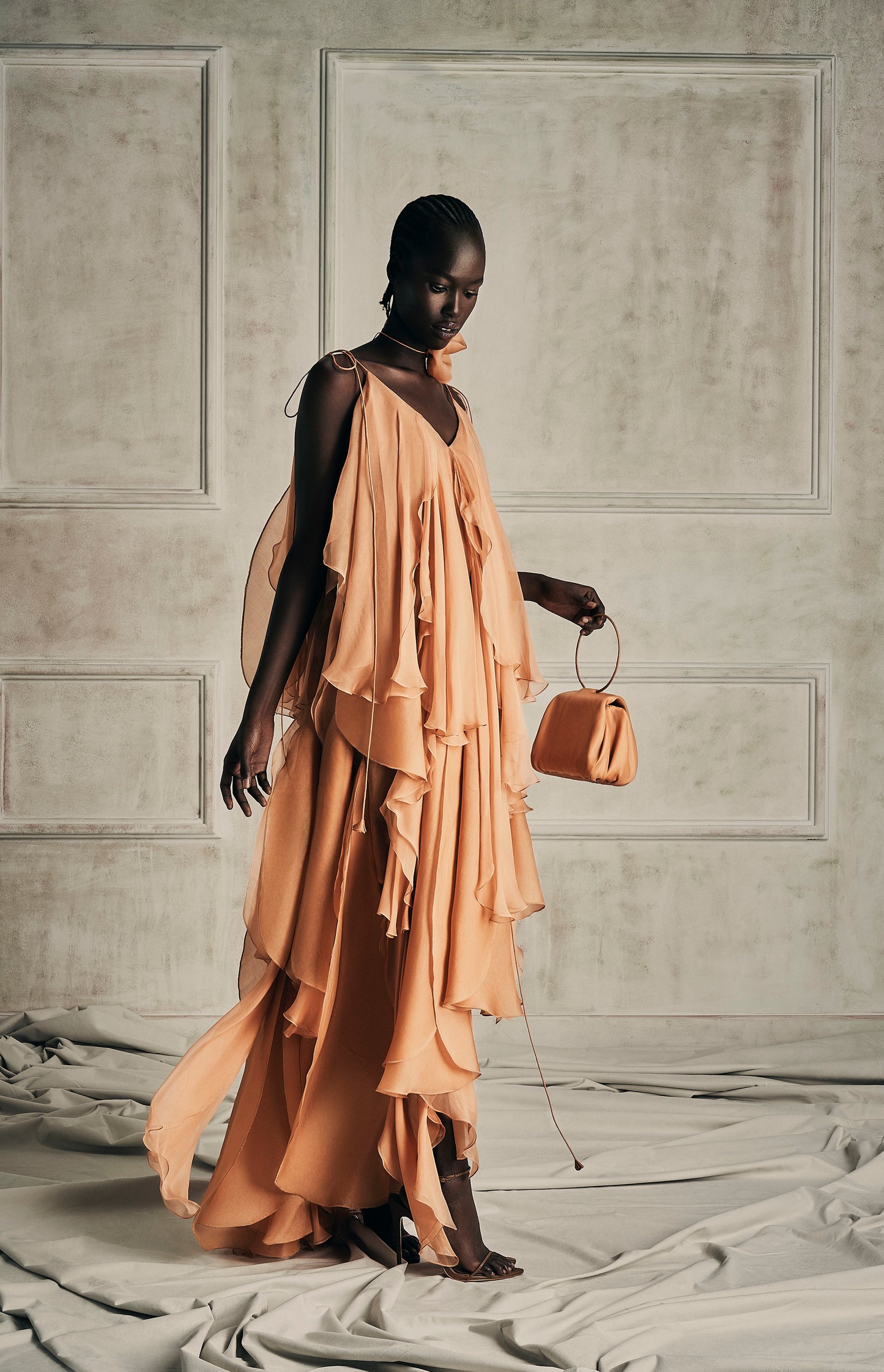 Her Orange Petal Long Dress