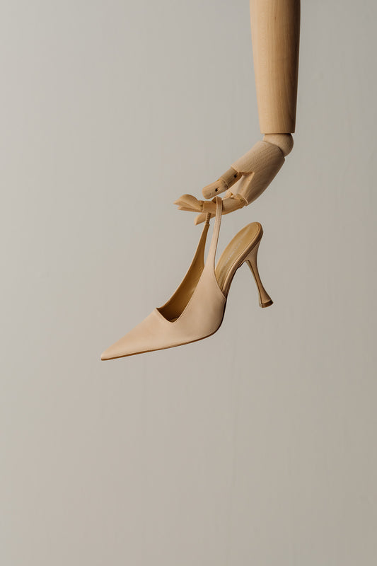 Her Satin Beige Heels