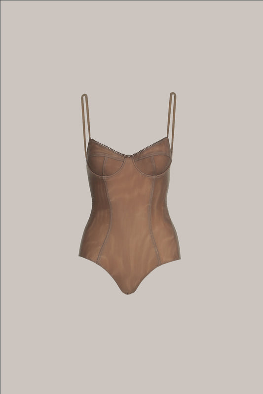Her Stretch Mesh Dark Brown Body