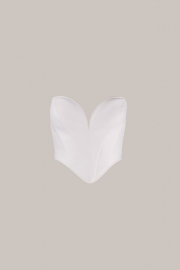 Her Heart Off White Leather Corset