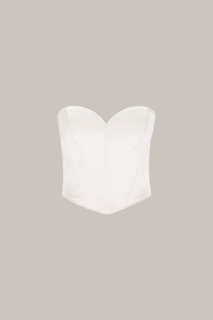 Her Heart Off White Silk Corset