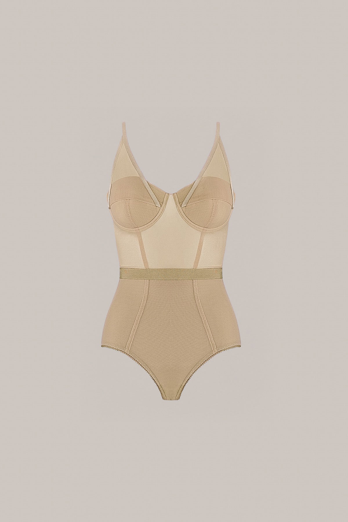 Her Open Cup Beige Bodysuit