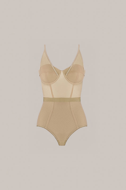 Her Open Cup Beige Bodysuit