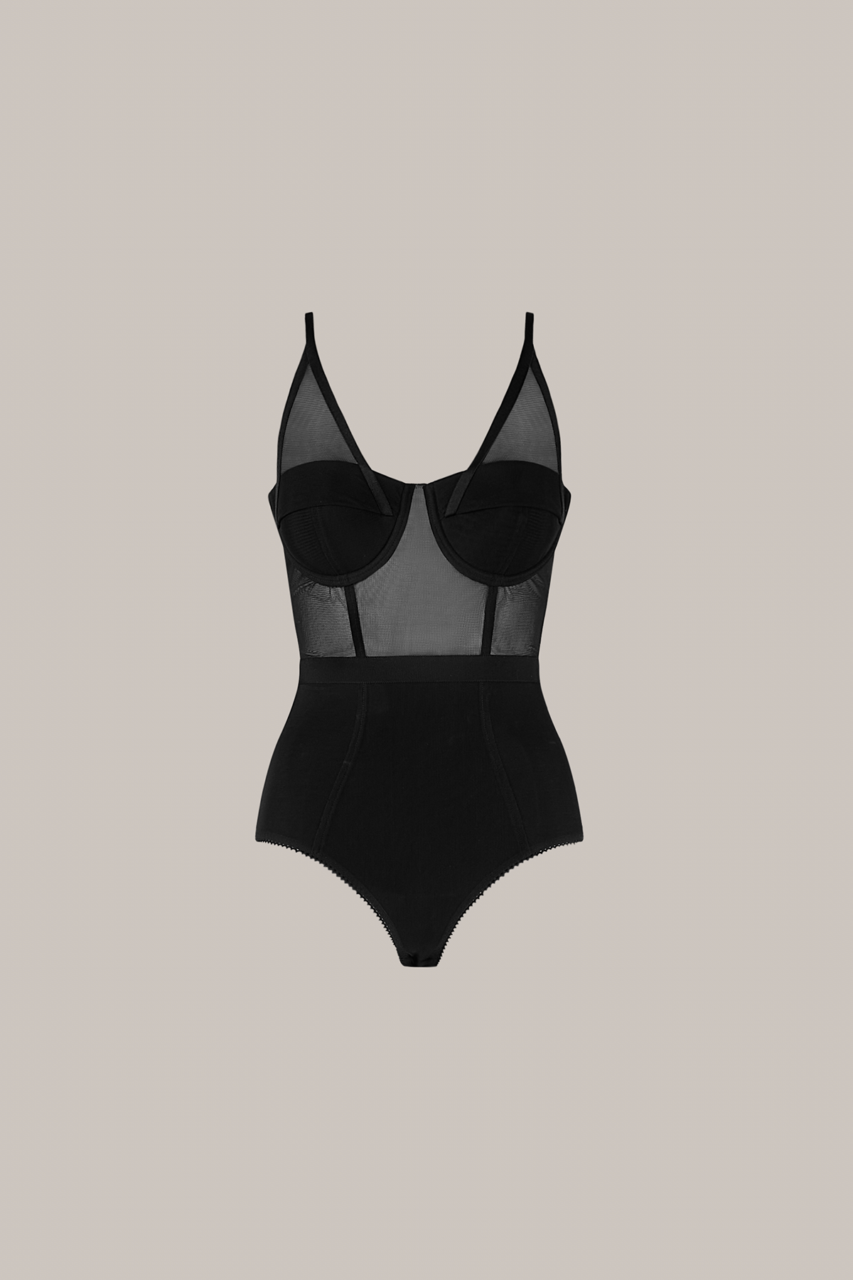 Her Open Cup Black Bodysuit