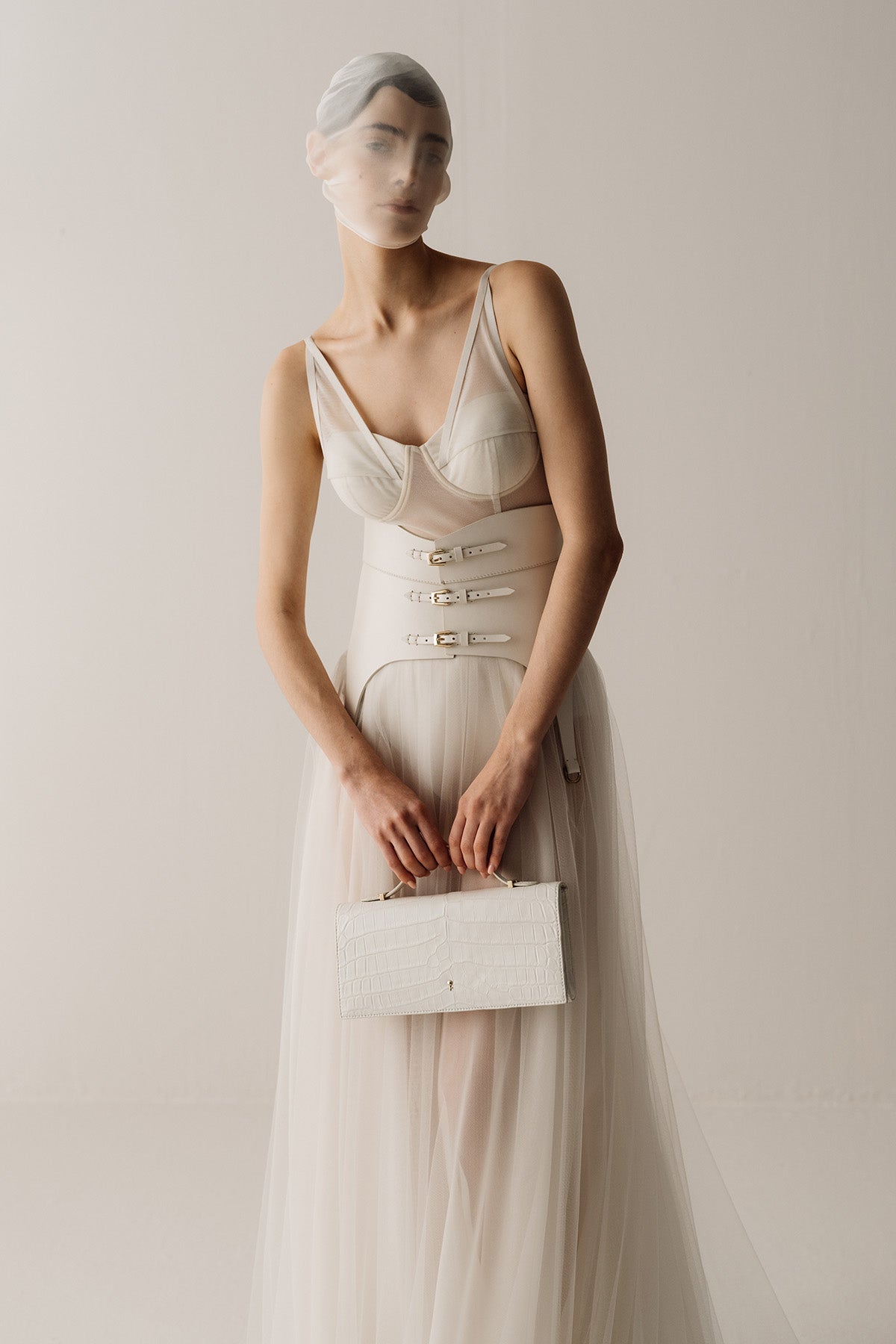Her White Leather Crocodile Bag
