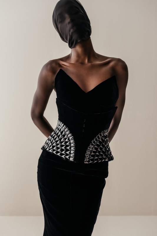 Her Crystals Embellished Waist Black Cincher
