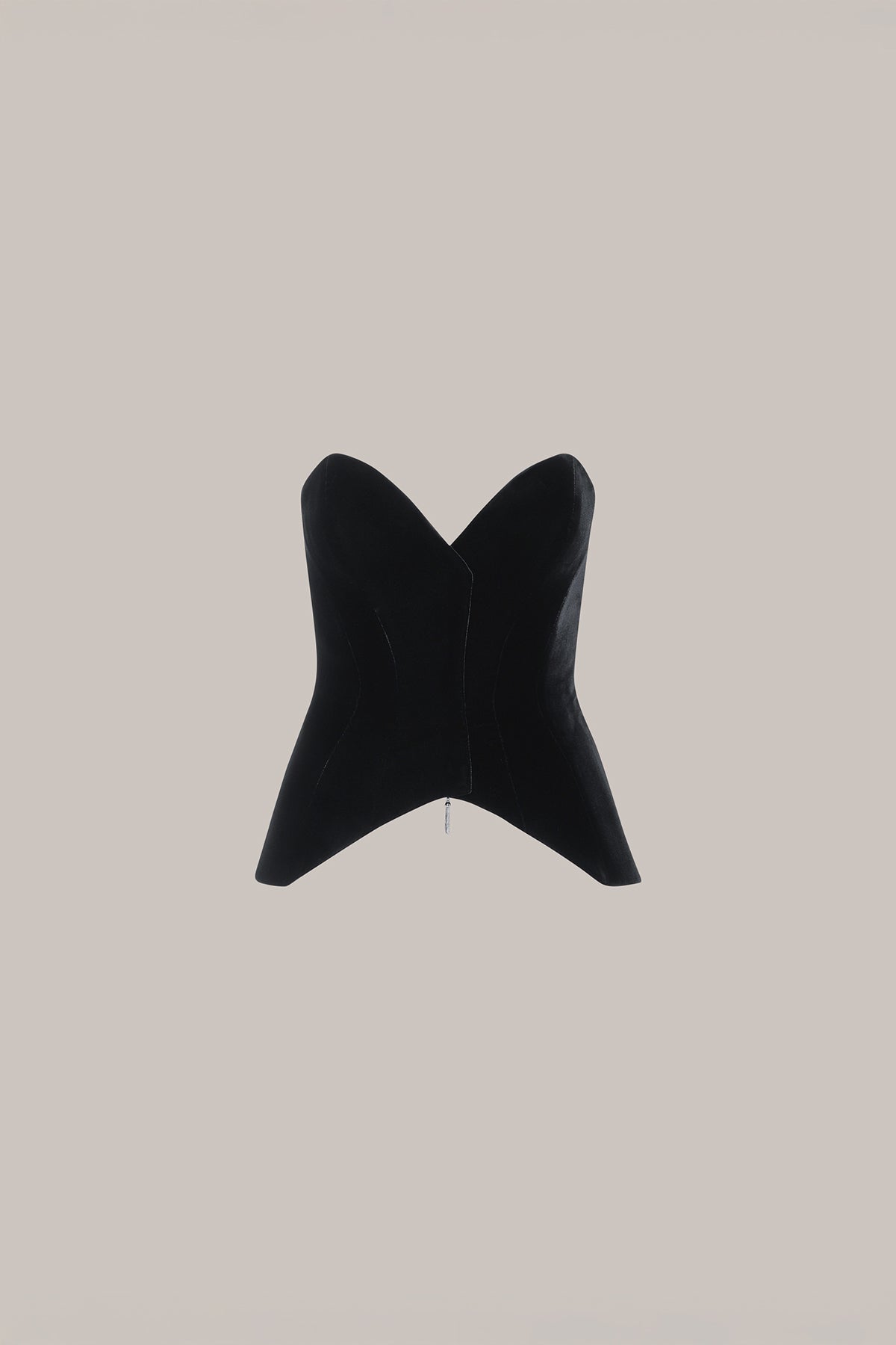 Her Tuxedo Corset with Front Opening Black Velvet Eyelets