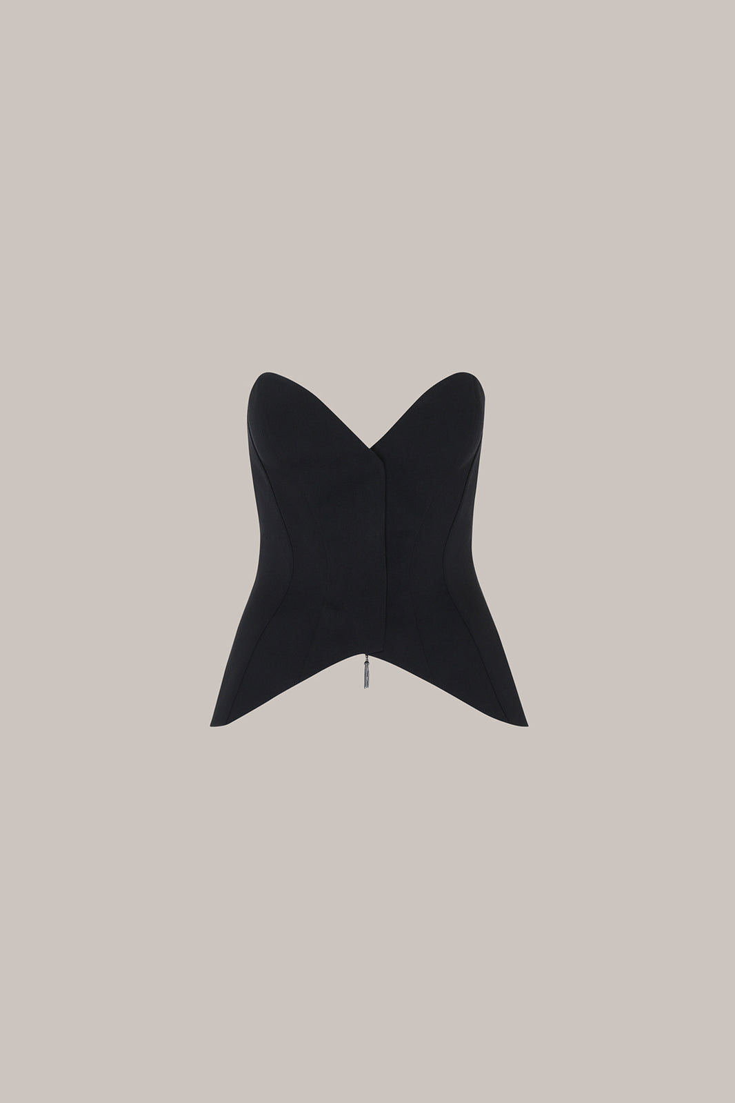 Her Tuxedo Corset with Front Opening Black Wool