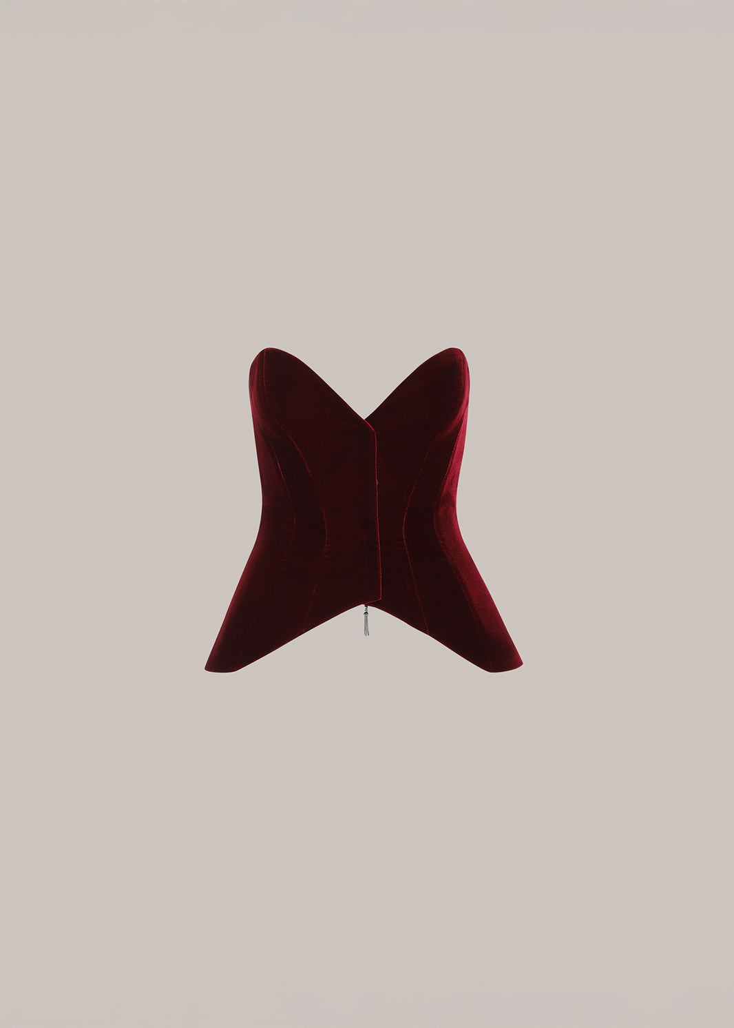 Her Tuxedo Corset with Front Opening Velvet Eyelets