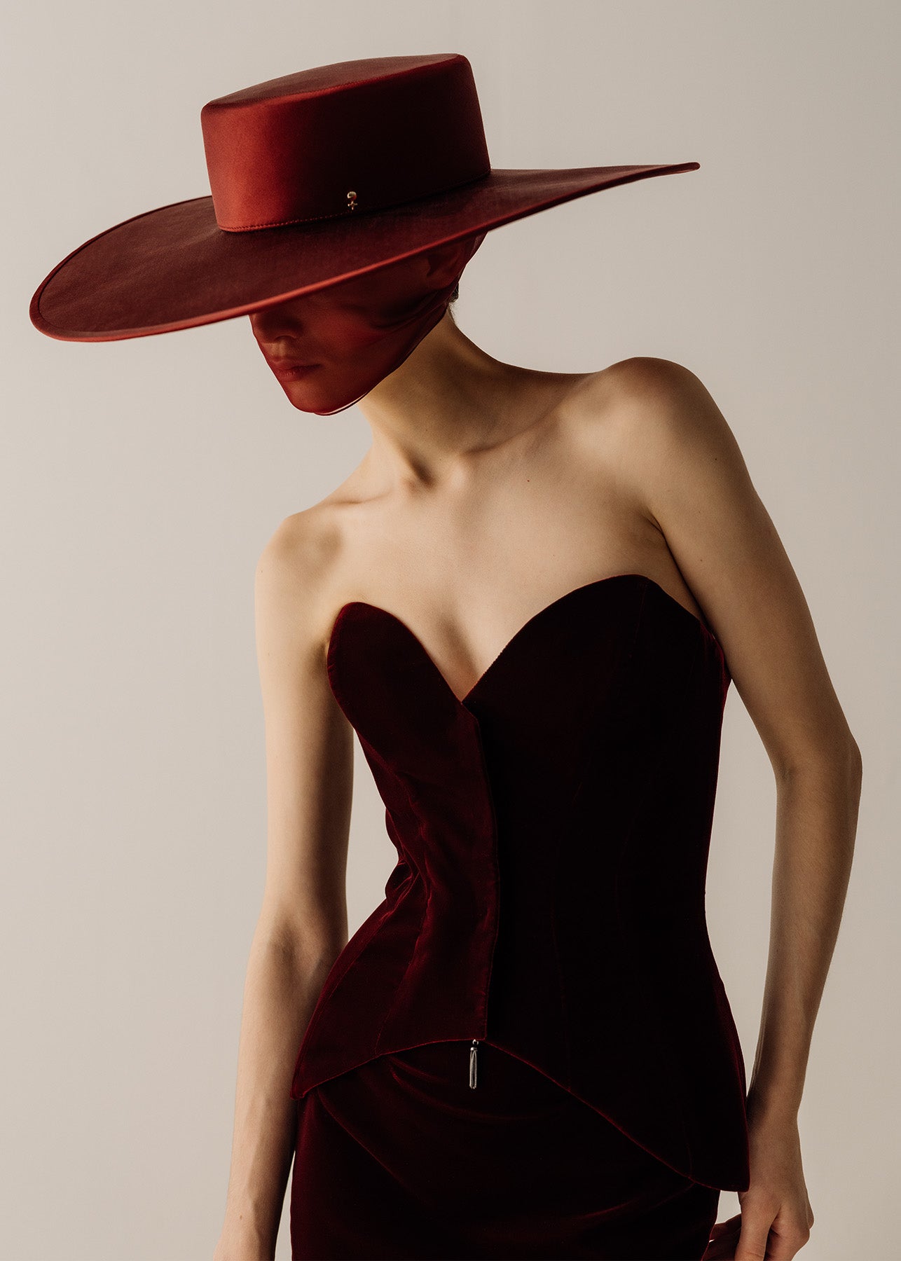 Her Tuxedo Corset with Front Opening Velvet