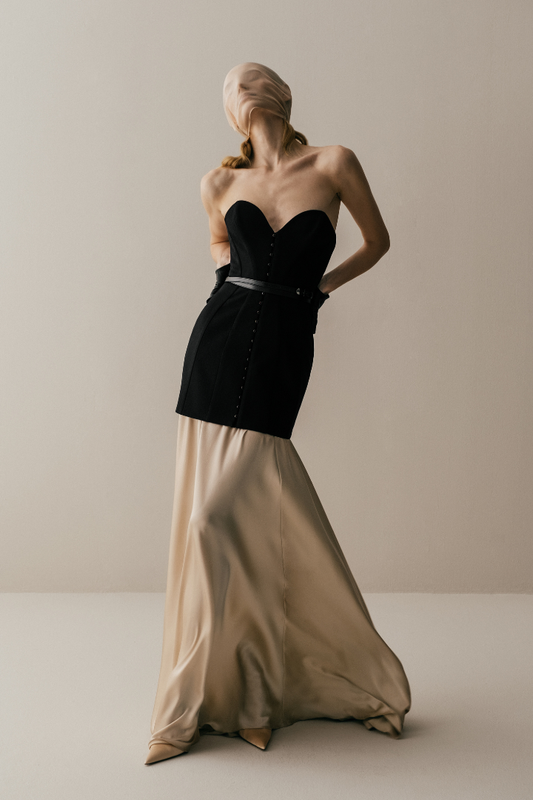 Her Heart Long Black Corset