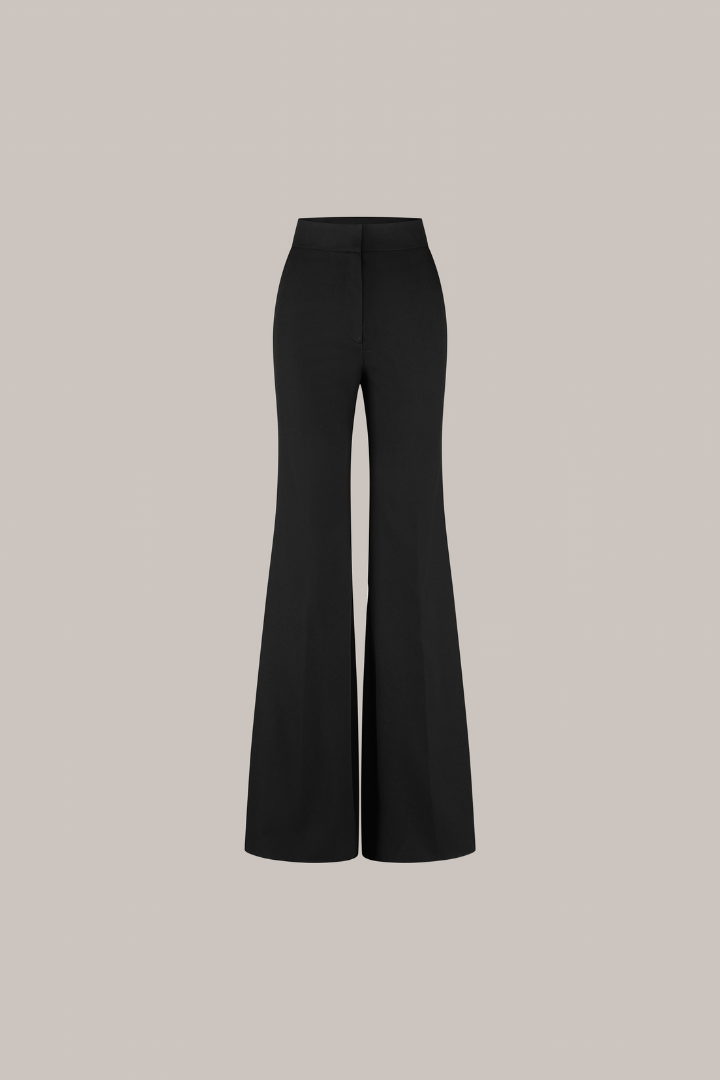 Her High Waist Boot Cut Wool Black Trousers