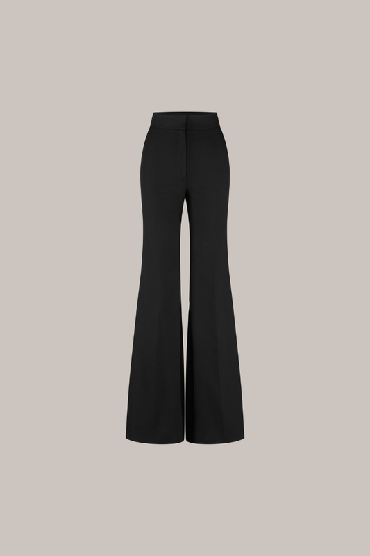 Her High Waist Boot Cut Wool Black Trousers