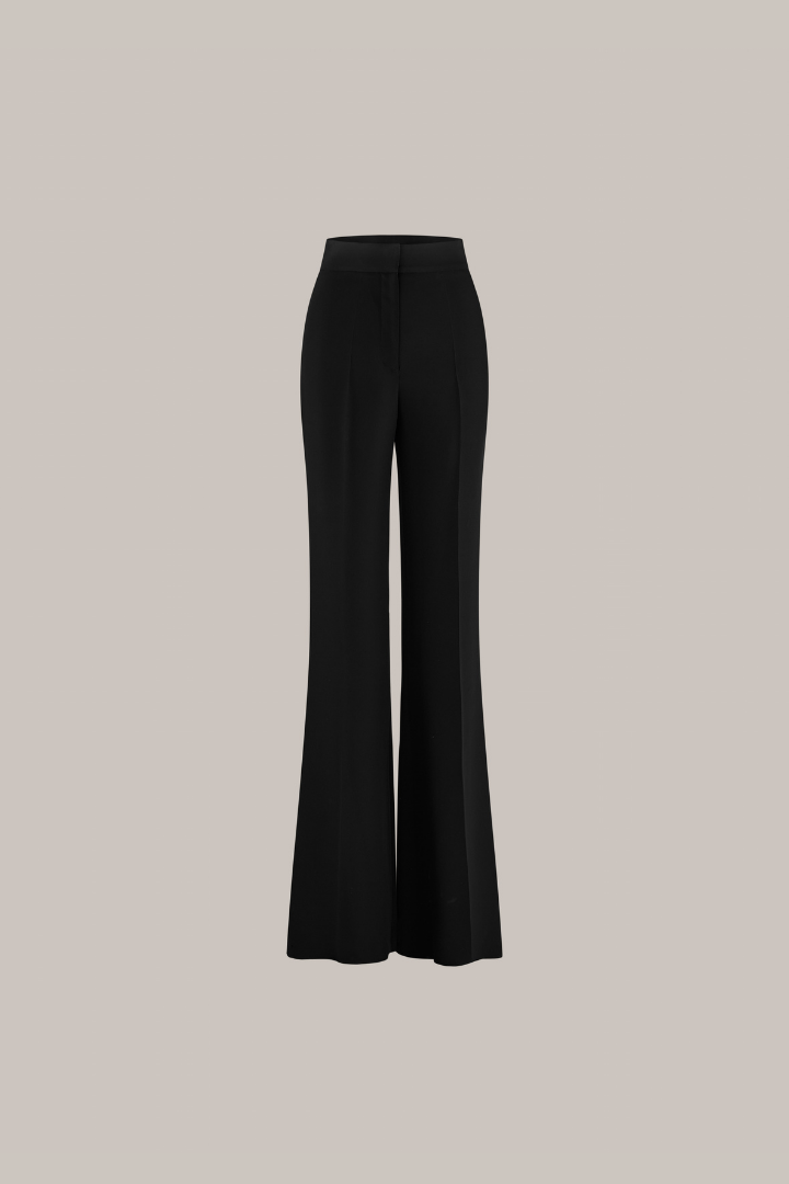 Her High Waist Boot Cut Silk Black Trousers