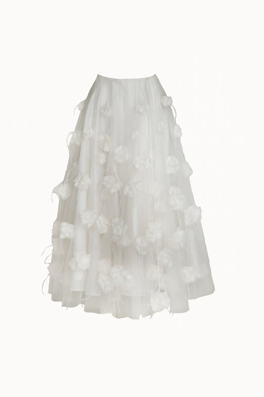 White Floral Applique Skirt
