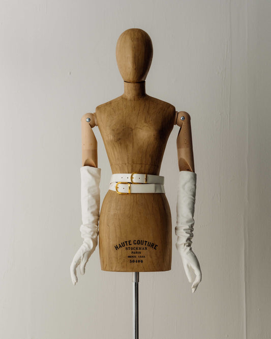 Her White Long Leather Gloves