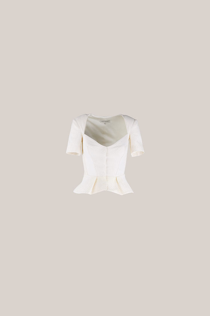 Her Ivory Short Sleeve Jacquard Jacket