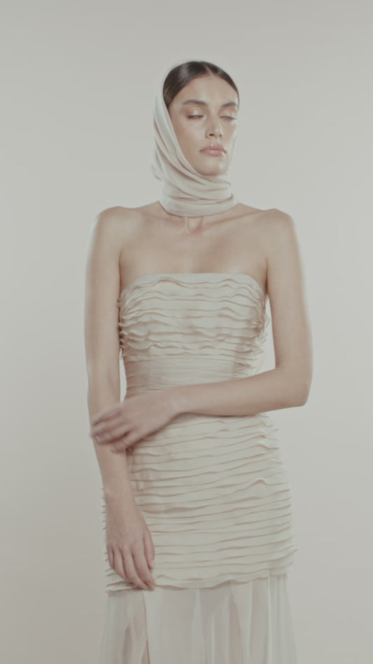 Her Silk Chiffon Beige Dress