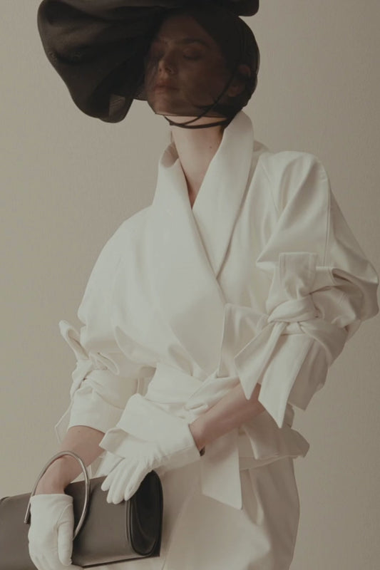 Her Shawl Collar Reglan White Jacket