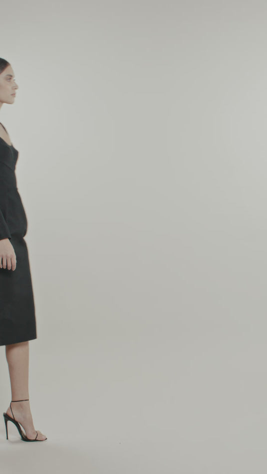 Her Long Sleeve Bridal Black Dress