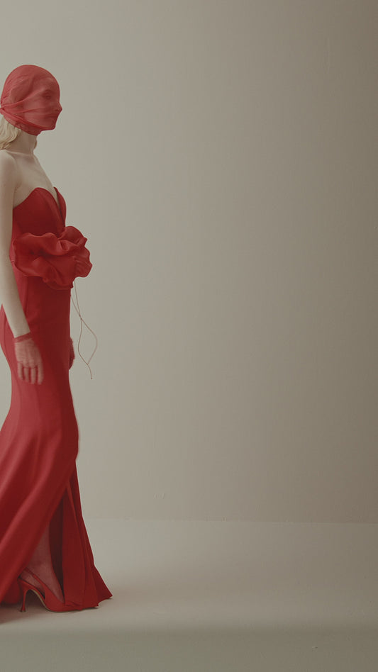 Her Red Silk Viscose Pencil Skirt With Flared Back
