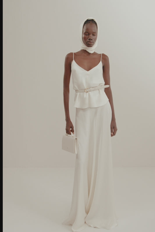 Her Silk Long Off White Skirt