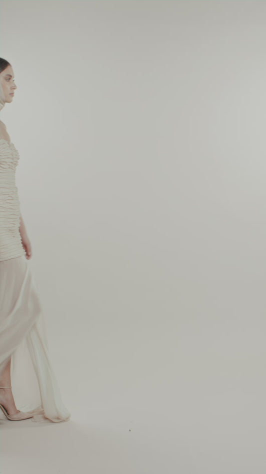 Her Silk Chiffon Beige Dress