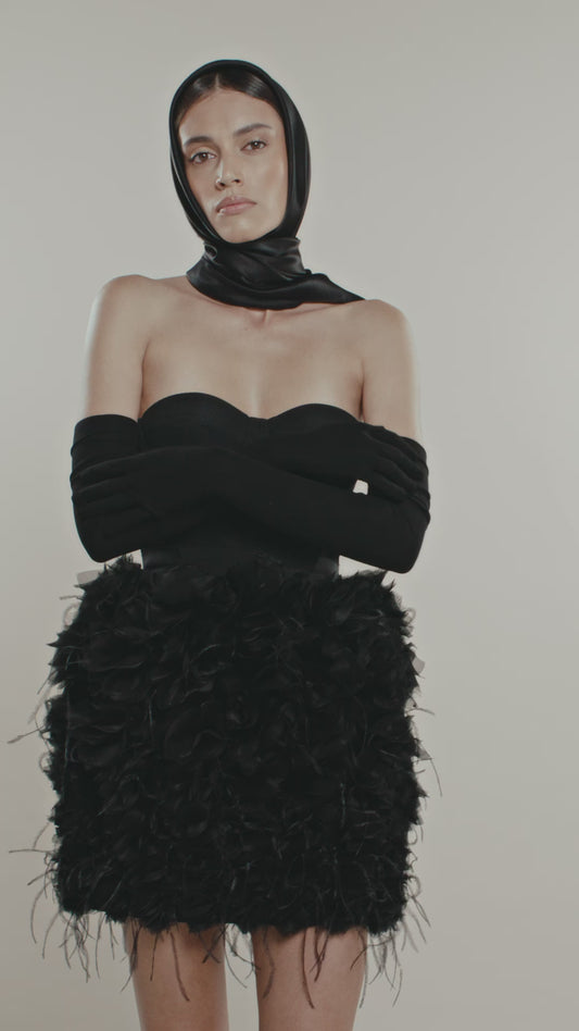 Her Embelisshed Mini Black Dress