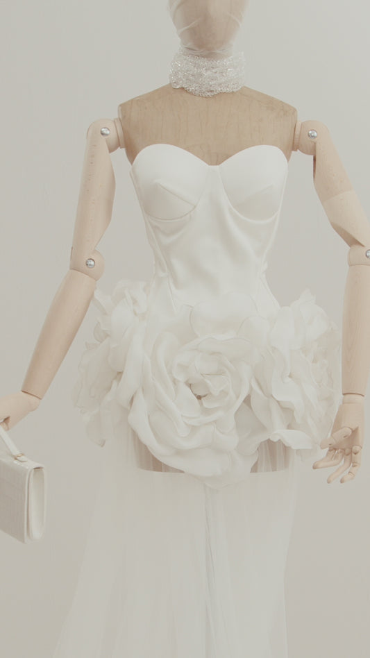 Her White Corset with Flower