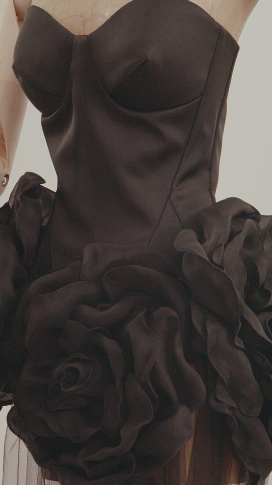 Her Black Corset with Flower