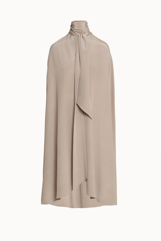 Warm Grey Silk Crepe Marocaine Cape