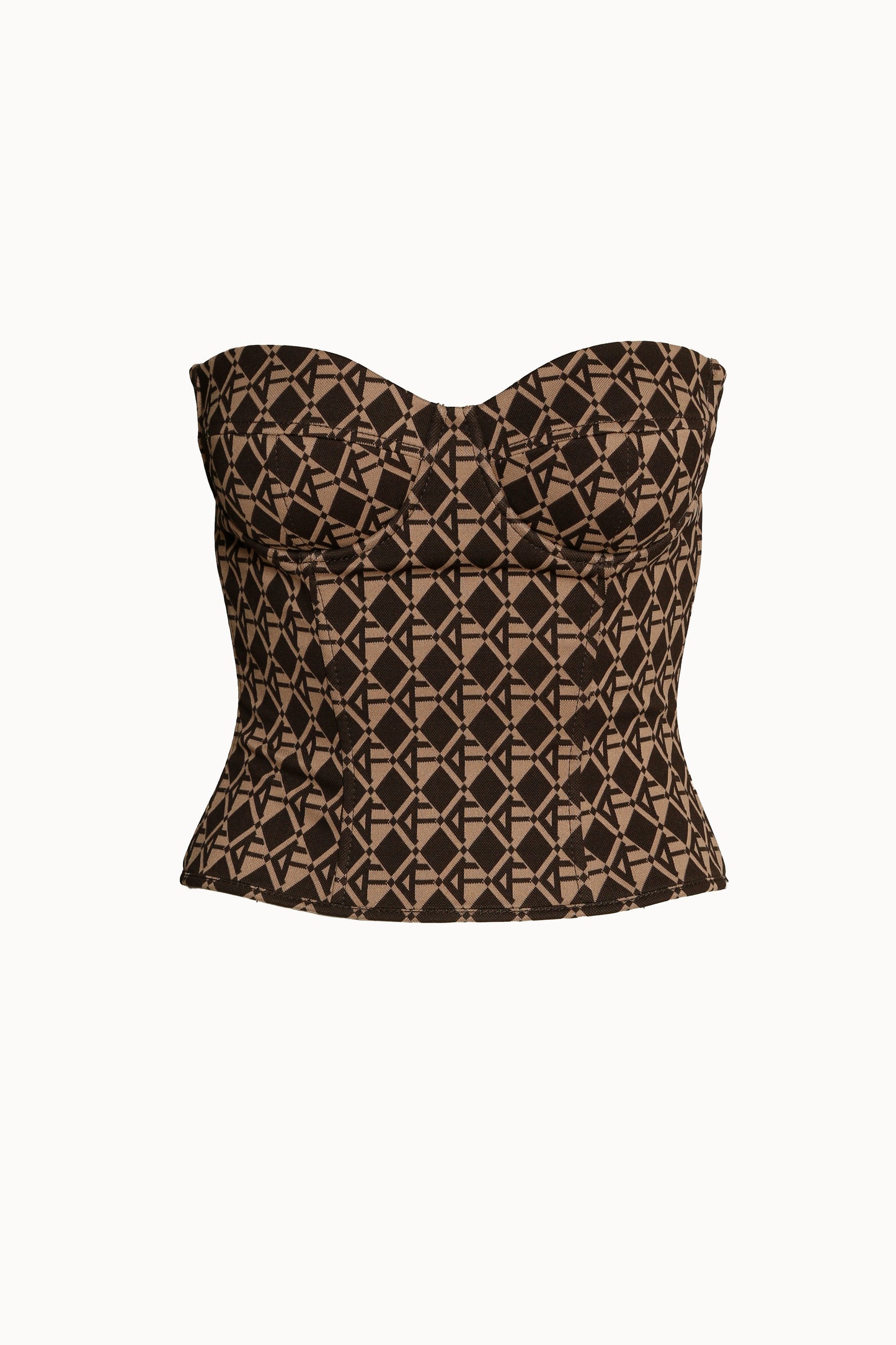 Brown Patterned Jersey Corset
