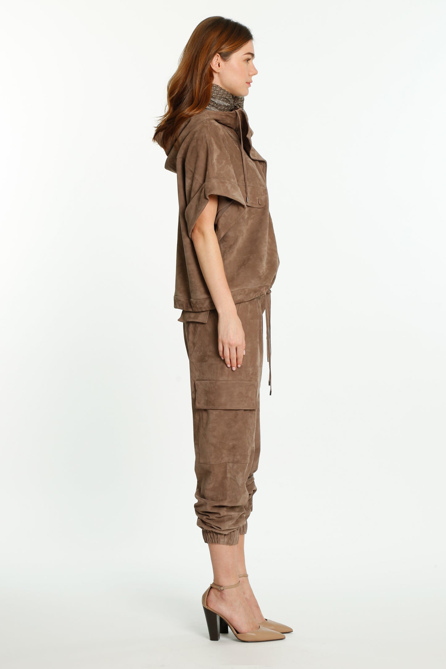 Milk Brown Suede Cargo Trousers