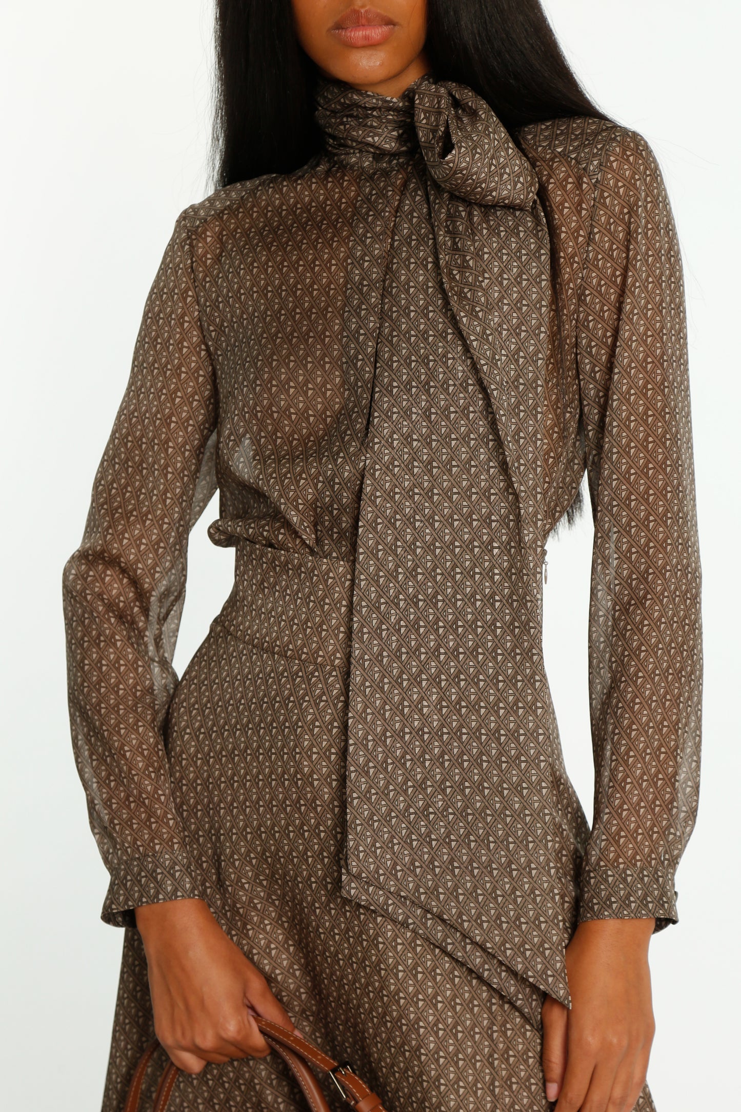 Brown Patterned Blouse