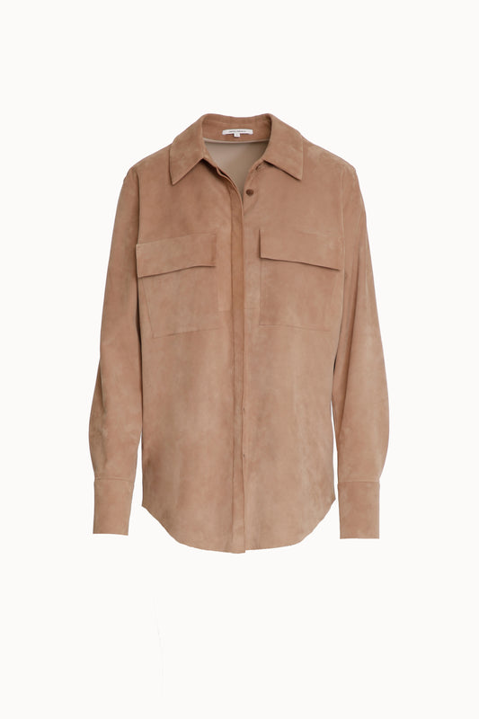 Taupe Suede Relaxed Shirt