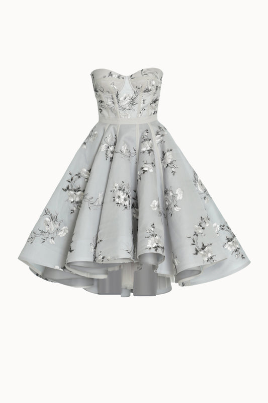 Embroidered Silk Corset Dress
