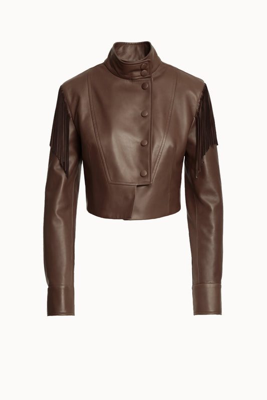 Fringed Leather Shirt Jacket