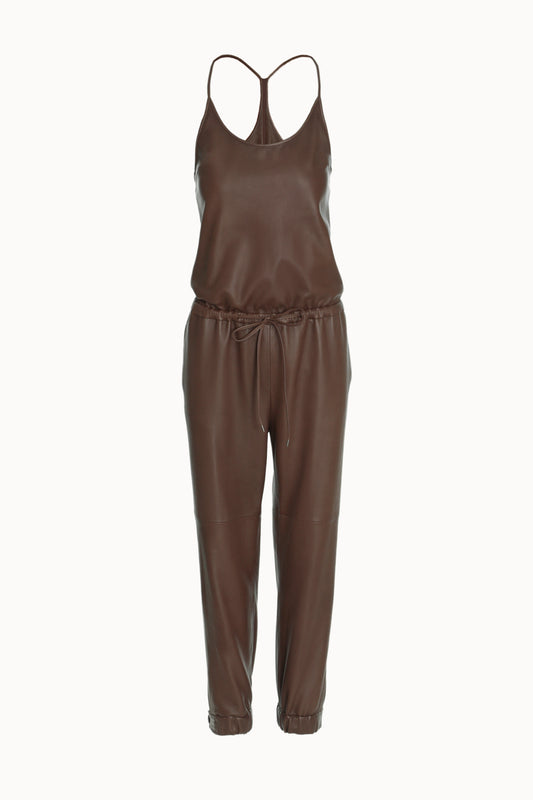 Tapered Leather Jumpsuit