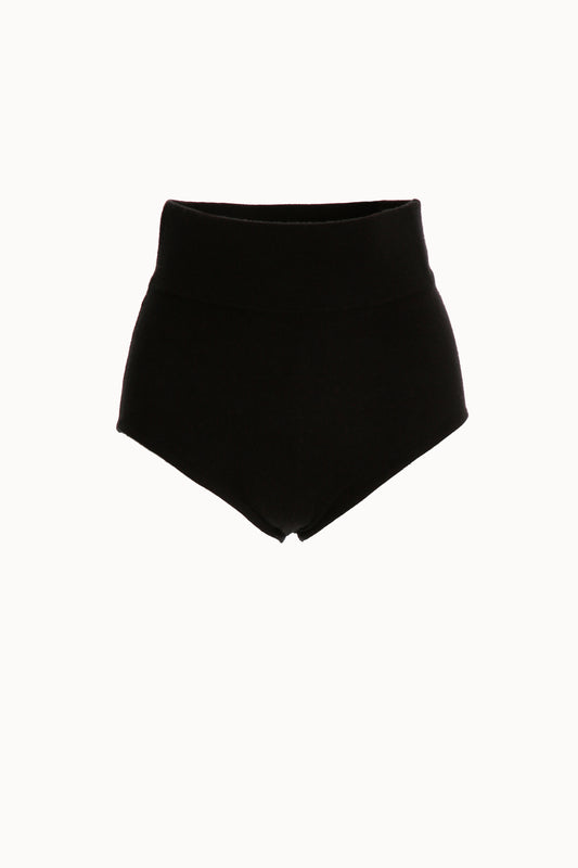 Black Jersey Knit High-waisted Shorts