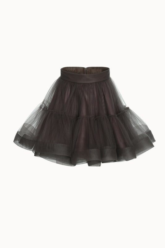 Dark Brown Tulle Mini Skirt