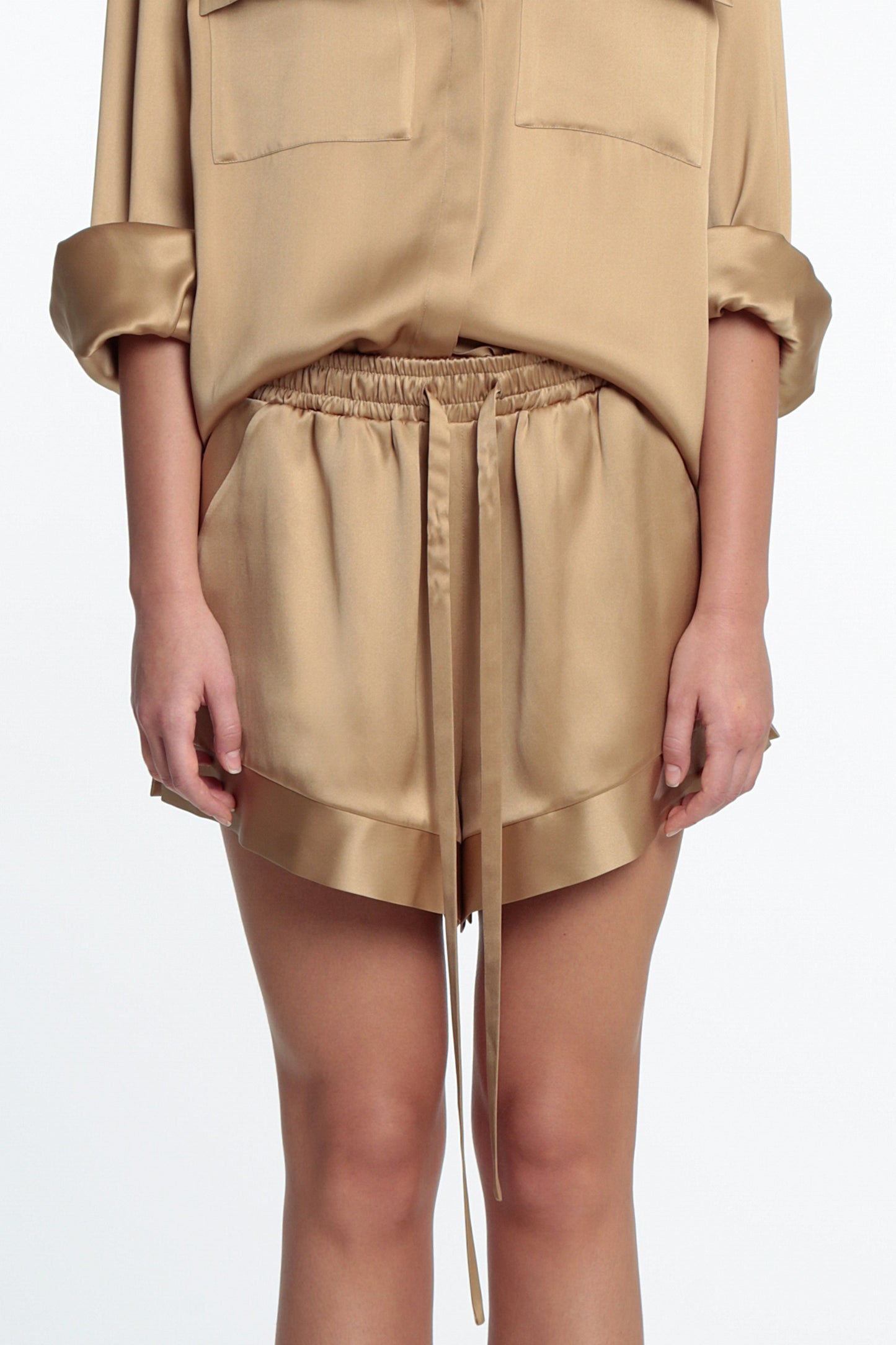 Camel Silk Lounge Shorts