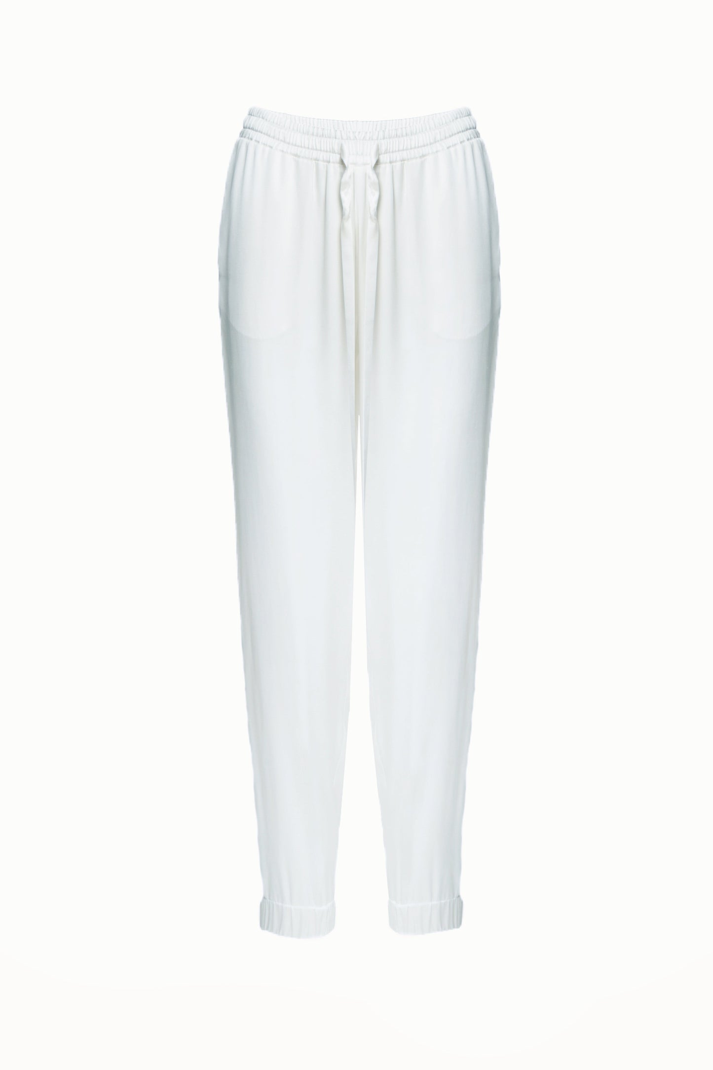 White Silk Travel Trousers