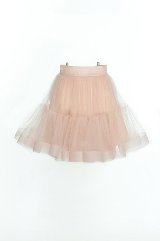 Powder Pink Tulle Mini Skirt